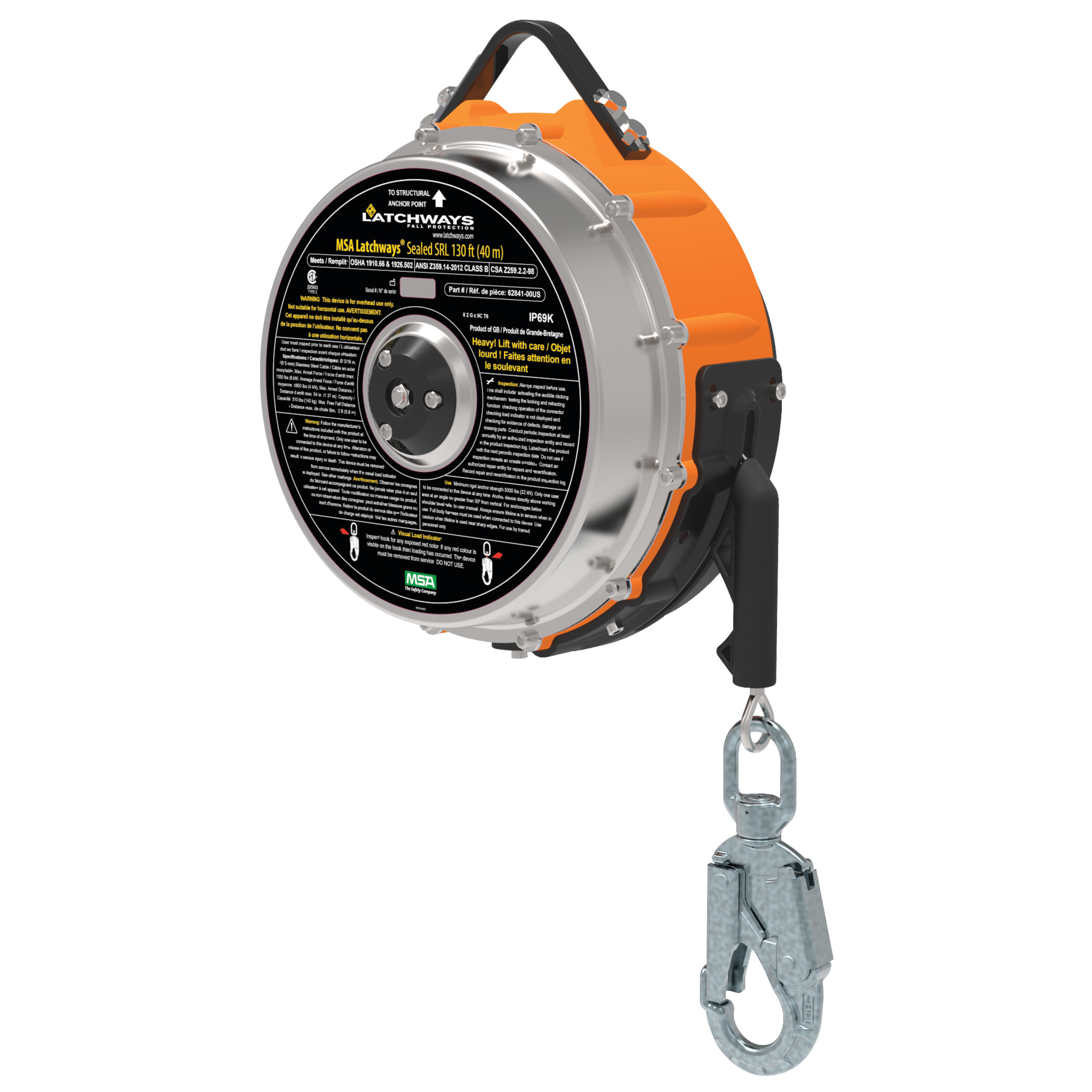 Latchways Sealed SRL, 130' (40m), Stainless Steel Cable